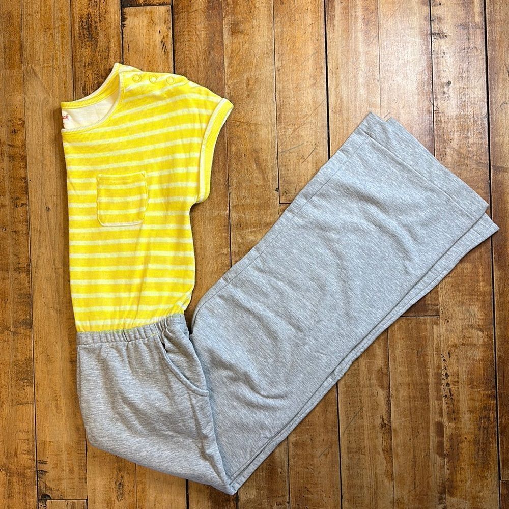 Cat & Jack Romper size 14 to 16 XL yellow gray Easter spring wide leg outfit